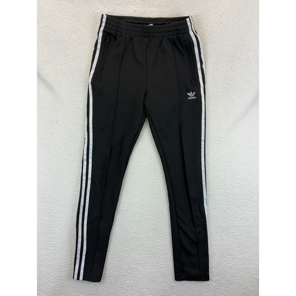 Adidas Women’s‎ XS Black 3-Stripe Track Pants Zipper Pockets Active - Picture 1 of 13